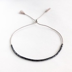 夏 シルクコード with デリカビーズ【ブラック】 （ ブレスレット ペア レディース メンズ black BLACK Black シルバー グレー レッド シンプル 上品  スレンダー ）