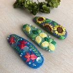夏模様の刺繍パッチンドメ(受注製作)