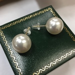 K18スワロフスキー パールピアス  12ミリ珠 真珠 18金パールピアス