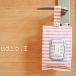 【Studio.I】お手拭きポーチ＊バッグに掛けられる便利ポーチ＊おしゃれに可愛く＊出産祝いにも＊ピンクストライプ