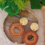 ラタン×ペイズリー柄goldプレート 送料無料イヤリング(ピアス)