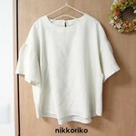 ギャザースリーブブラウス　リネン　アンティークホワイト