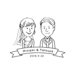似顔絵ロゴ（上半身）＊ウェルカムスペース＊ウェルカムボード＊結婚式＊ペーパーアイテム＊招待状＊サンキュータグ