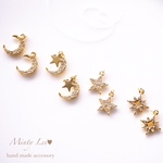 選べるチャーム ＊月と星のショートピアス／イヤリング【k14gf  アレルギー対応】