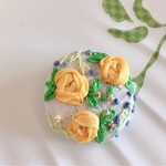 黄色の薔薇のヘアゴム*ブローチに変更可能****
