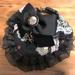 犬・猫の首輪　32～34　cocochanバンダナチョーカー　ゴスロリ風・ブラック・ラメ入り・