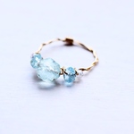 週末30％OFF! [K14gf] アクアマリン&トパーズ コンビネーション*ゴールドフィルド巻きリング