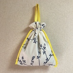 【SALE】巾着 巾着バッグ 浴衣 ◎ ハンドメイド 浴衣リメイク 草花黄色