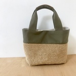 【専用出品】size M natural×khaki 麻かごスクエアトート