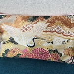 Japanese kimono belt remake bag 鶴柄帯リメイクバッグ ピンク
