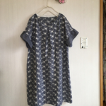コットンダンガリー刺繍レースのフレンチスリーブワンピース