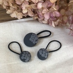 アナベル刺繍（チャコールグレー）ヘアゴム3つset