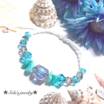 天然石♡アマゾナイトとコスモオーラのBLUEブレスレット