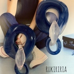 RUKIRIRIA #309 チェーンピアス  サマーブルー 大ぶりピアス 大ぶりイヤリング 
