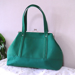 25cm/30cm/38cm口金サイズお選び頂けます☆大容量☆濃い緑☆帆布☆受注製作☆A4サイズ対応☆がま口ハンドバッグ