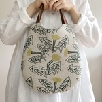 [再販です] oval bag *⚮* ミナペルホネンファブリック tanpopo green色 *⚮*