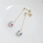 *K14GF***P114モザイクシェル(8㎜)☆ロングピアス