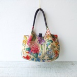 上質リネンのボタニカルフラワー  バルーンバッグ