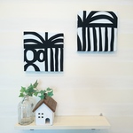 北欧モノトーンのファブリックパネル 2枚セット  20cm×20cm 