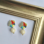 citrine鉱石刺繍ピアスorイヤリング