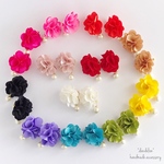 再31* 選べる12色♡サテンフラワーコットンパールイヤリング