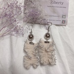 beige frill ribbon pierce