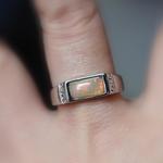 オパール１０　レクタングルS925WGシンプルデザインリング ②