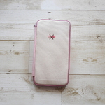 フラットペンケース＊帆布＆刺繍（スイトピー）