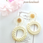 再販夏定番のアクリルフラワーラタンピアス♥