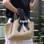 【全5色♬】フリルが可愛いグレープハンドルの麻バッグ(Large)