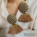 RUKIRIRIA #311 ラタン タッセル ラフィアピアス  大ぶりピアス 大ぶりイヤリング 