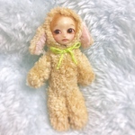 小さなうさぎの着ぐるみドール たれ耳茶色