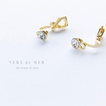 【4個 8×5mm】 ゴールド ラウンド ビジュー カンつき イヤリング ベース 金具 