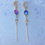 【クレッセントムーンピアス】Moon  Stars Drops受注生産