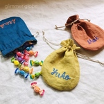 ビタミンカラー 世界にひとつ お名前刺繍の小さな巾着袋