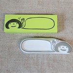 消しゴムはんこ★付箋セット（黒髪マッシュルームちゃん）