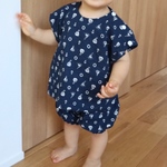 【miro様専用】甚平みたいなサラッと涼しいベビー服  かぼちゃパンツと上着のセット 【ネイビーヨット】80男の子 女の子
