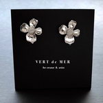 【4個 20×17mm】 シルバー フラワー ピアス ベース 金具 