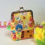 お菓子なレトロ動物 縦長がま口ポーチ8.5Y
