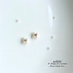crystalpearl▷mini pearl flowerピアス/ノンホールイヤリング＊受注製作＊C52