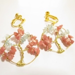 Tree-Of-Life*イヤリング/ピアス　ゴールド　インカローズ＆アクアマリン