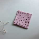 送料無料　大きめハンカチ　音符ねこ・ピンク
