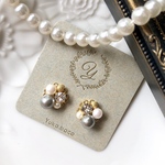 大人のグレー♡コットンパールとスワロフスキーのピアス/イヤリング　グレー