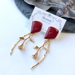 紅×薔薇 deep red×rose 大ぶりピアス・イヤリング