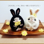 癒しの妖精✿momoちゃん　まん丸しろいうさぎ＆くろいうさぎminiサイズストラップバージョン