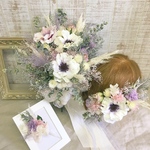受注生産▶︎アネモネのナチュラルブーケ ブートニア  ヘッドドレス３点