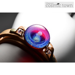 【NEW】1点物 宇宙モチーフガラスブレスレット 本革 ギフトボックス【オパール入り】【cosmic town】