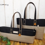 【ena様専用】№1113.1114　倉敷帆布フルートバッグ＆B4定番スタディトート＊ブラック×マッシュルーム