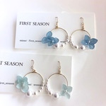 爽やか色 あじさいとパール ピアス☆イヤリング  