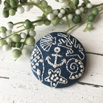【ブローチorヘアゴム orパッチンピン】夏刺繍　ブルー